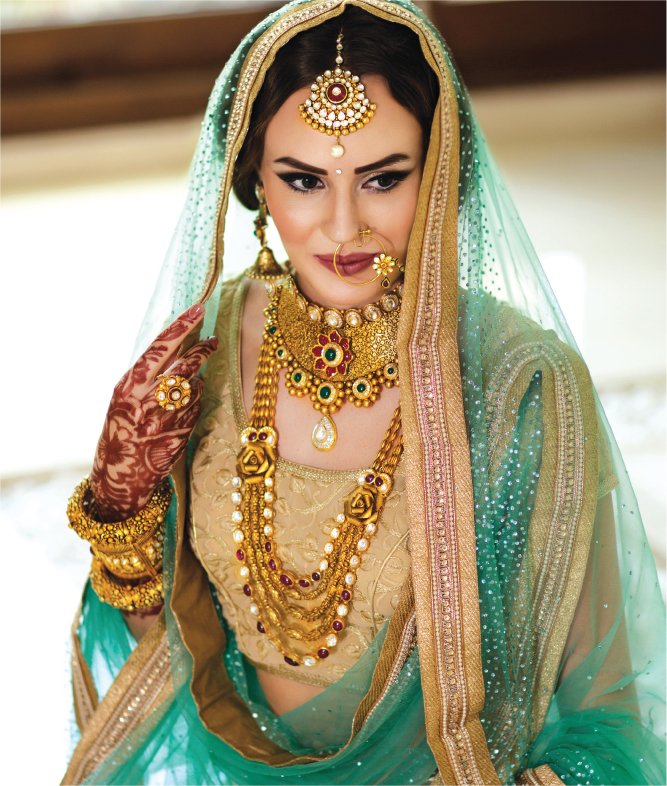 Royal Indian Bride Adorned in Bandhu Pure Gold Jewellery